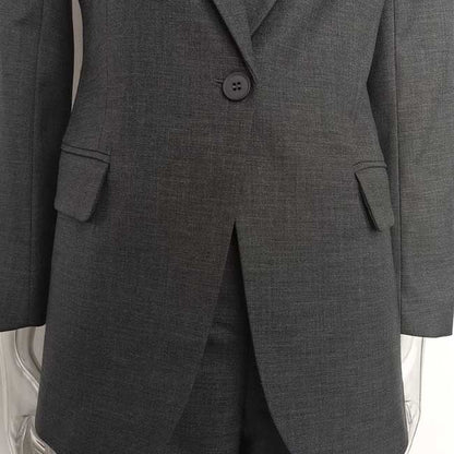 One-Button Blazer Pantsuit in Grey | Women's Formal Wear