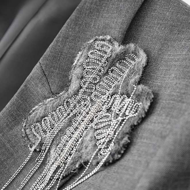 One-Button Blazer Pantsuit in Grey | Women's Formal Wear