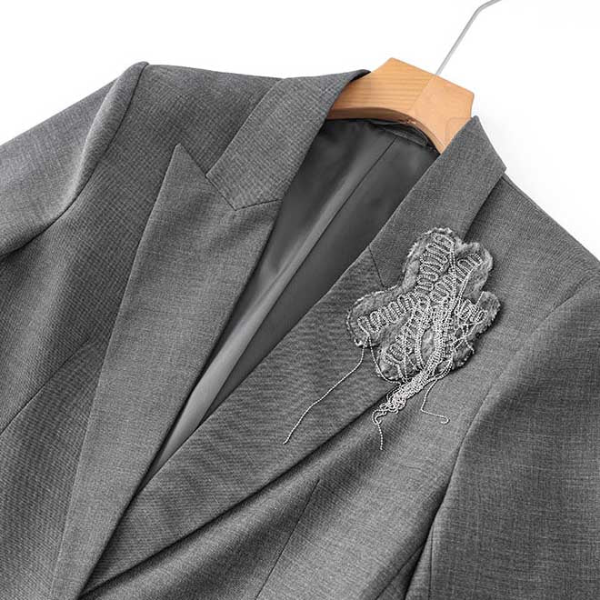 One-Button Blazer Pantsuit in Grey | Women's Formal Wear