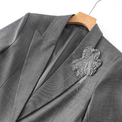 One-Button Blazer Pantsuit in Grey | Women's Formal Wear