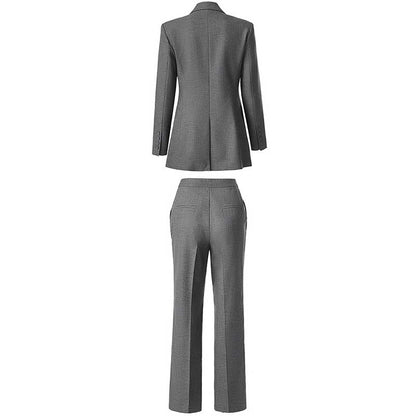 One-Button Blazer Pantsuit in Grey | Women's Formal Wear