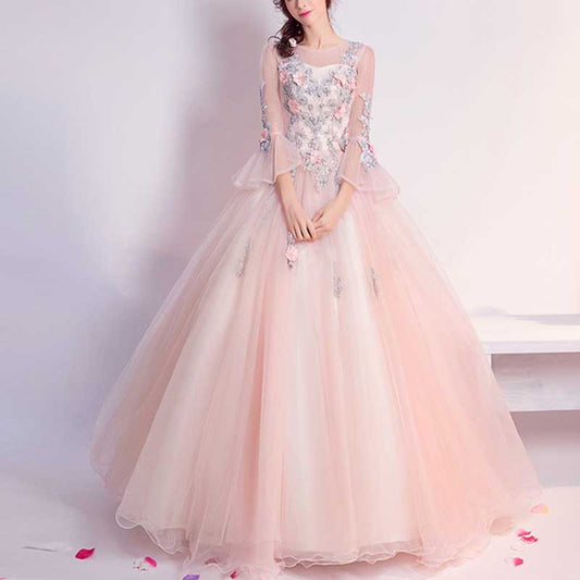 Junior Tulle Prom Dress Pink Wedding Ball Gown