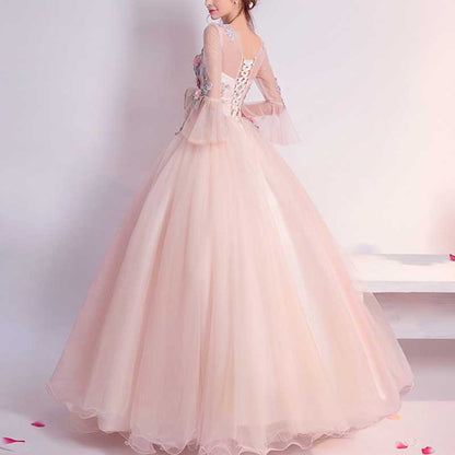 Junior Tulle Prom Dress Pink Wedding Ball Gown