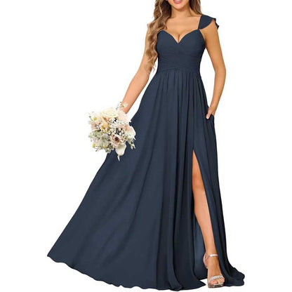 Long Chiffon Bridesmaid Dresses A-line Prom Dresses