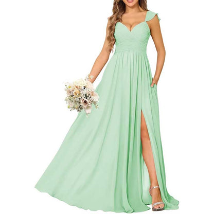 Long Chiffon Bridesmaid Dresses A-line Prom Dresses