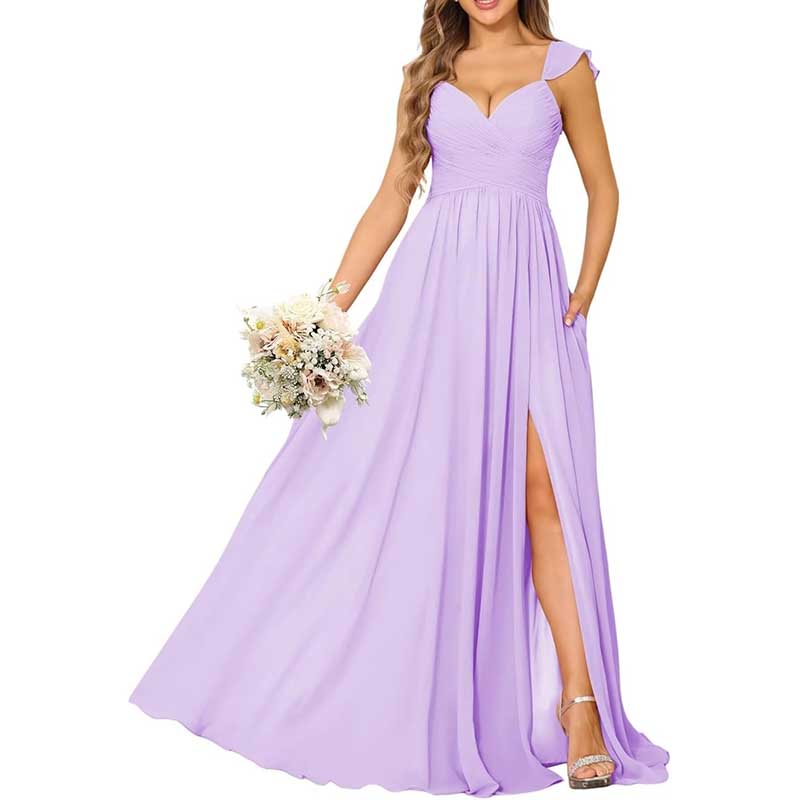 Long Chiffon Bridesmaid Dresses A-line Prom Dresses