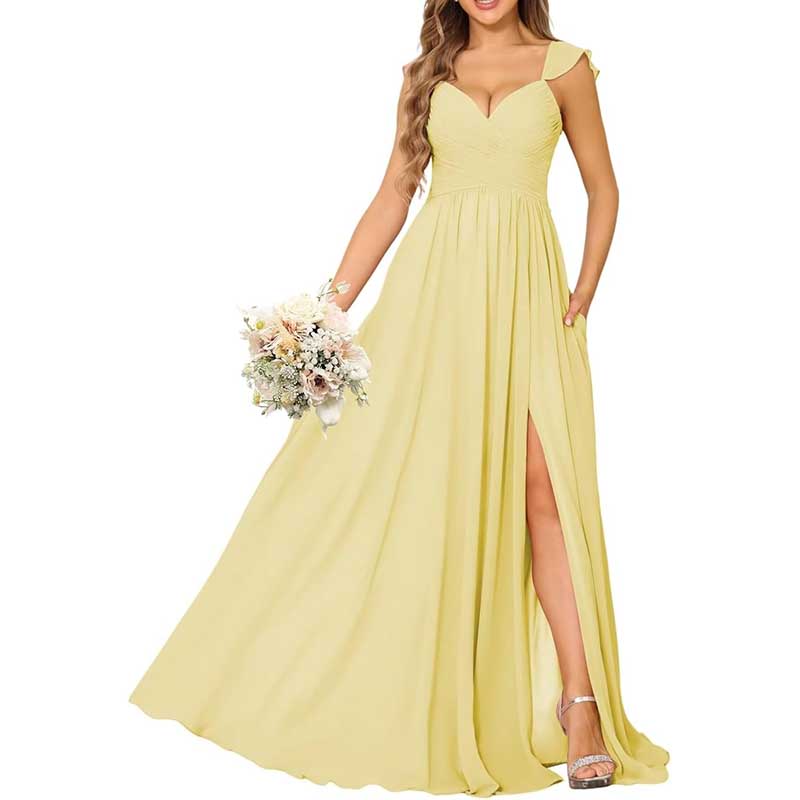 Long Chiffon Bridesmaid Dresses A-line Prom Dresses