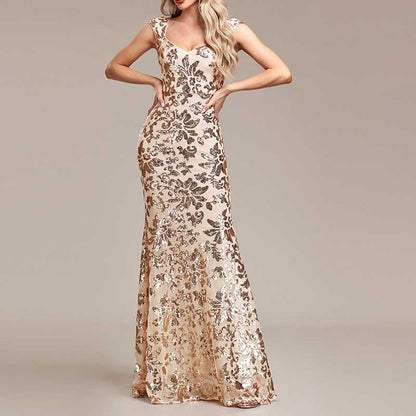 Sequin Mermaid Long Prom Dress Event Dress Wedding Party Dress