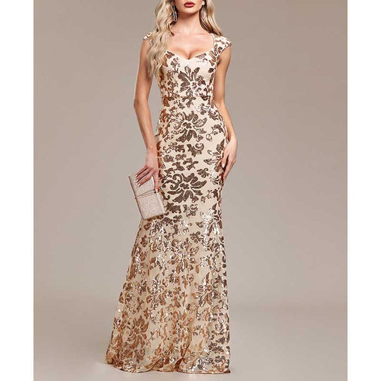Sequin Mermaid Long Prom Dress Event Dress Wedding Party Dress