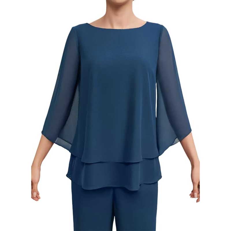 Mother Pant Suit Wedding Guest Outfits 2 Piece Chiffon Formal Pantsuits