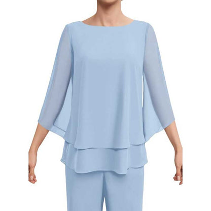 Mother Pant Suit Wedding Guest Outfits 2 Piece Chiffon Formal Pantsuits