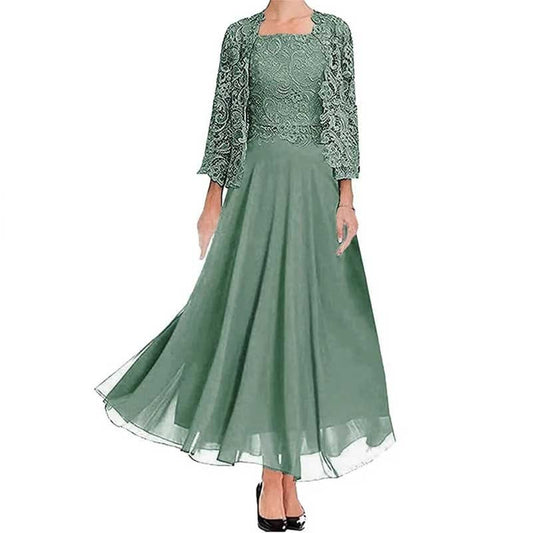 Mother of The Bride Dress With Jacket Chiffon Wedding Guest Set