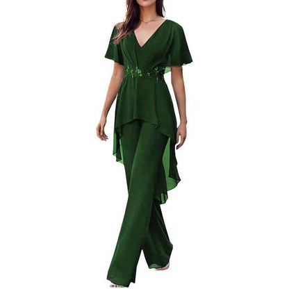 2 Pcs Mother of The Bride Suits Wedding Formal Outfits with Sleeves