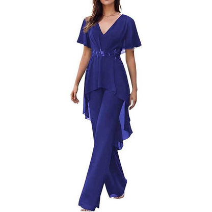 2 Pcs Mother of The Bride Suits Wedding Formal Outfits with Sleeves