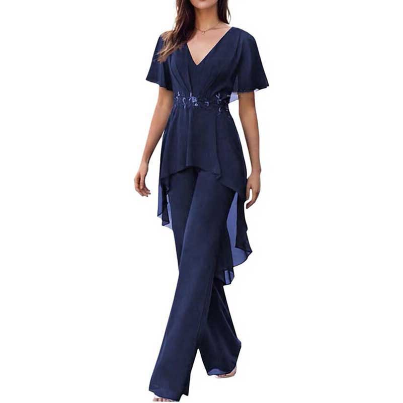 2 Pcs Mother of The Bride Suits Wedding Formal Outfits with Sleeves