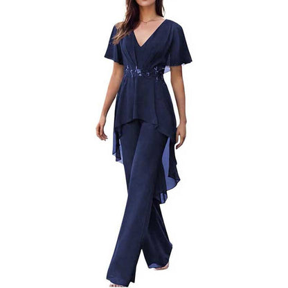 2 Pcs Mother of The Bride Suits Wedding Formal Outfits with Sleeves