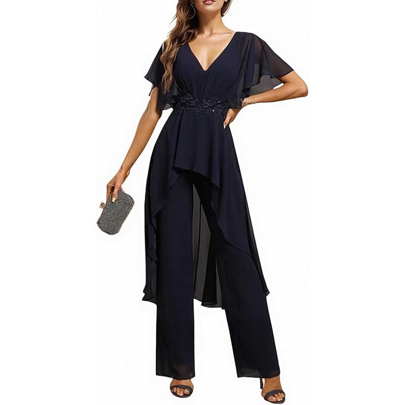 2 Pcs Mother of The Bride Suits Wedding Formal Outfits with Sleeves