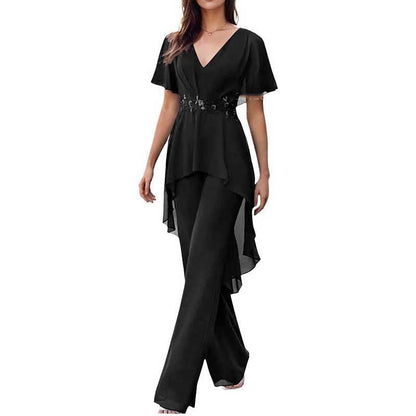2 Pcs Mother of The Bride Suits Wedding Formal Outfits with Sleeves
