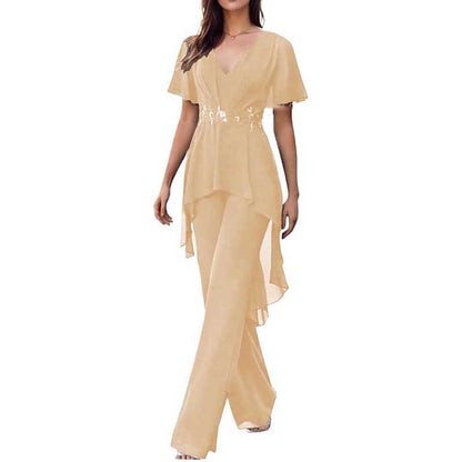 2 Pcs Mother of The Bride Suits Wedding Formal Outfits with Sleeves