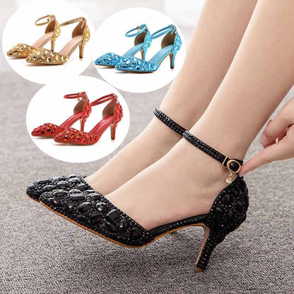 Stiletto High Heel Crystal Pumps Bridal Wedding Evening Party Heels