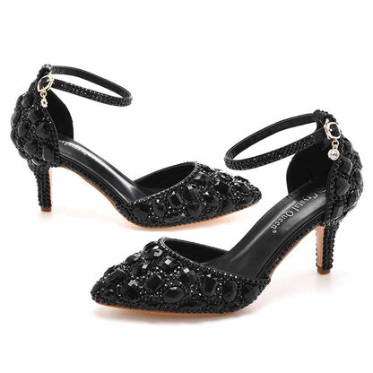 Stiletto High Heel Crystal Pumps Bridal Wedding Evening Party Heels