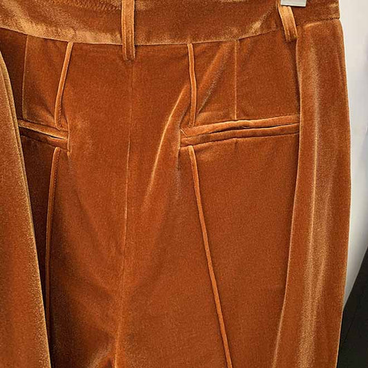 Women’s Velvet Pantsuit in Brown | Flare Leg & Mid-High Waist Style