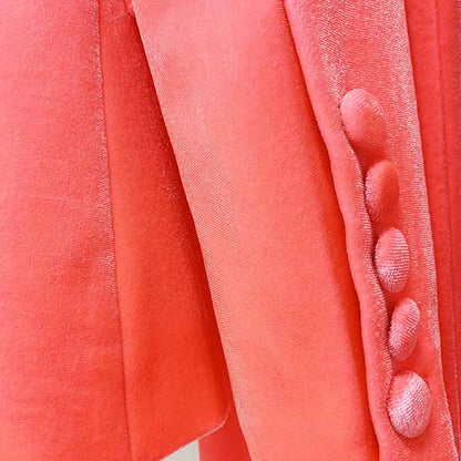 Women's Pink Single-Breasted Velvet Blazer & Pant Suit | 2-Piece Set