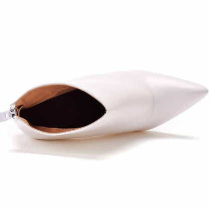 Dress Boots Pointed Toe Stiletto High Heel Ankle Boots White Black Color
