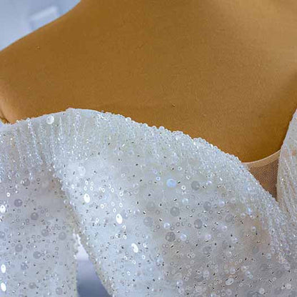Off The Shoulder Sequin-Beaded Wedding Dresses for Bridal Long Sleeves