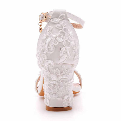 Wedding Chunky Shoes Low Heel Comfortable Block Heel Sandals