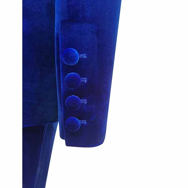 Royal Blue Velvet Pantsuit for Women | 2-Piece Wide-Leg Blazer Set