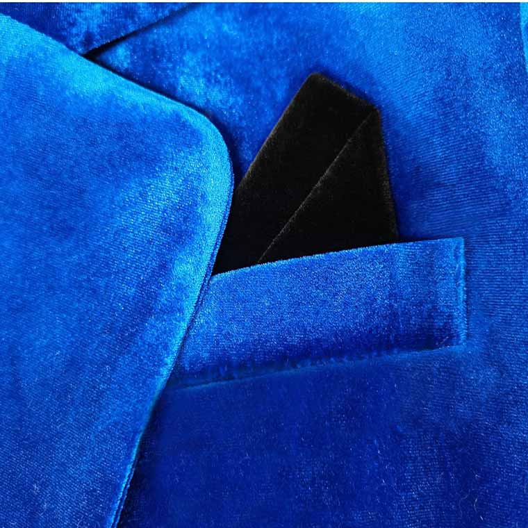 Royal Blue Velvet Pantsuit for Women | 2-Piece Wide-Leg Blazer Set