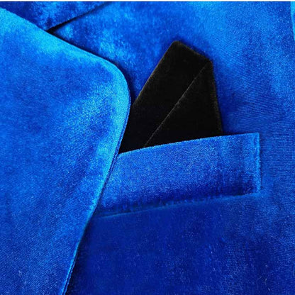 Royal Blue Velvet Pantsuit for Women | 2-Piece Wide-Leg Blazer Set
