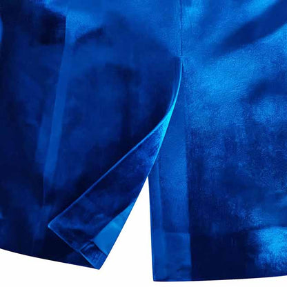 Royal Blue Velvet Pantsuit for Women | 2-Piece Wide-Leg Blazer Set