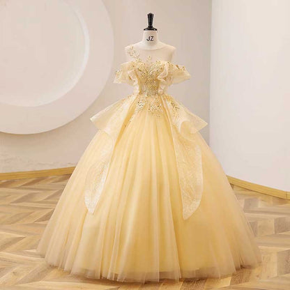 Off-shoulder Wedding Ball Gown Dress Luxurious Quinceanera Dress