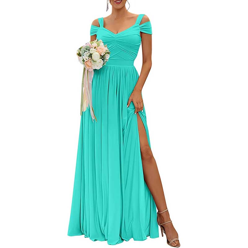 Off The Shoulder Chiffon Bridesmaid Dresses Long Wedding Guest Dresses