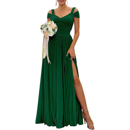 Off The Shoulder Chiffon Bridesmaid Dresses Long Wedding Guest Dresses