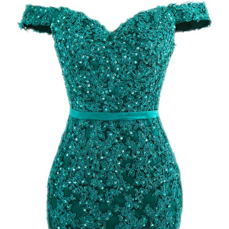 Off The Shoulder Lace Appliques Evening Dresses Mermaid Prom Gown