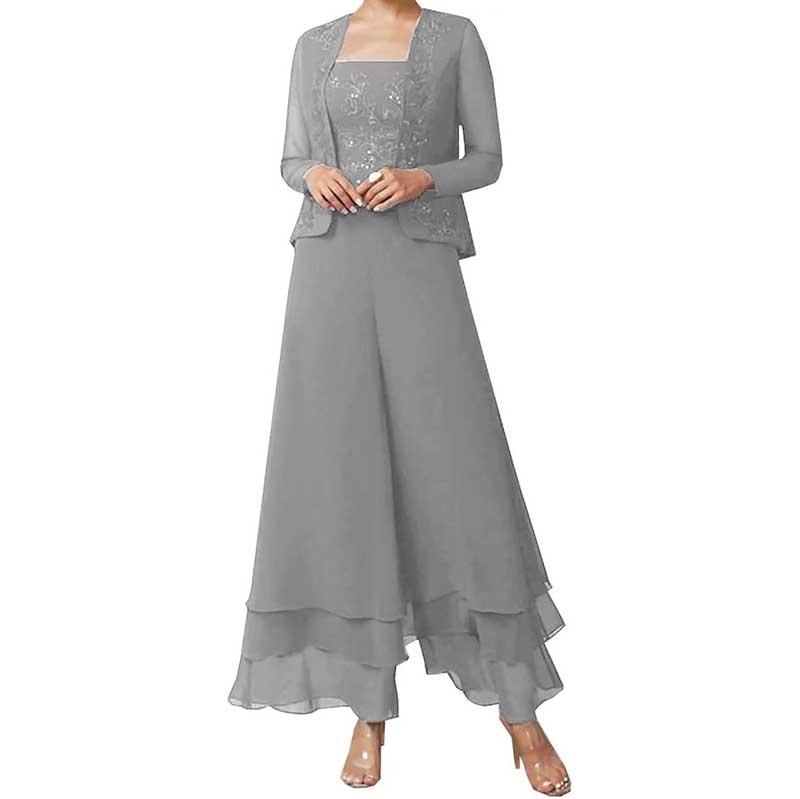 Pantsuits Lace Mother of The Bride Jumpsuits Chiffon Wedding Guest Suit