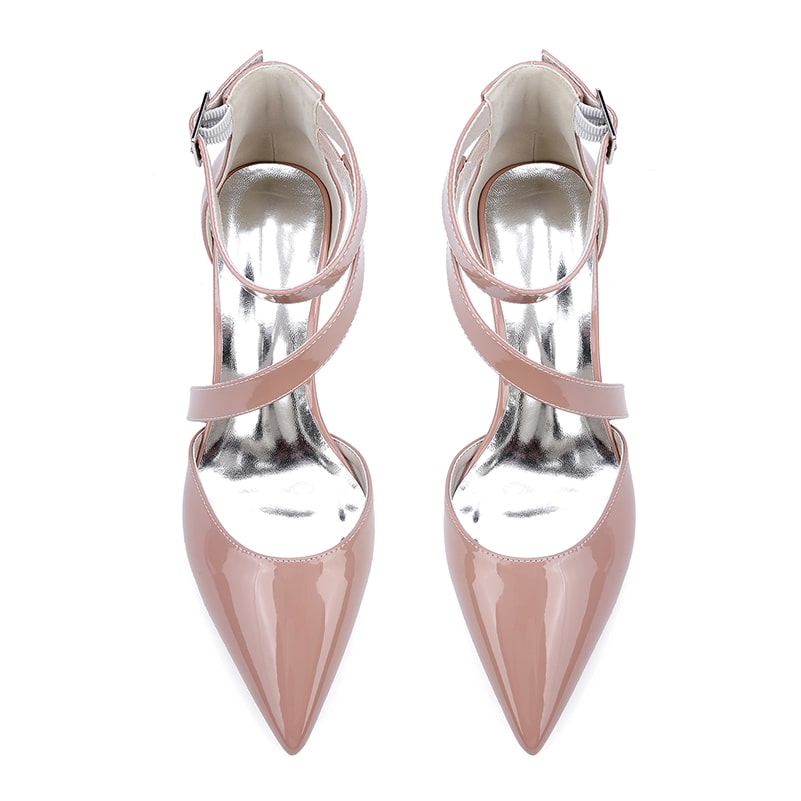 Patent Leather Dress Shoes Chunky Heel Bridal Heels Ankle Straps Shoes
