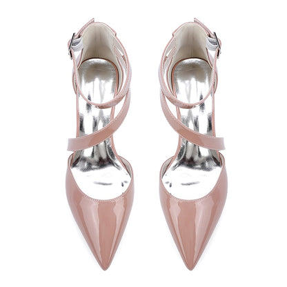 Patent Leather Dress Shoes Chunky Heel Bridal Heels Ankle Straps Shoes