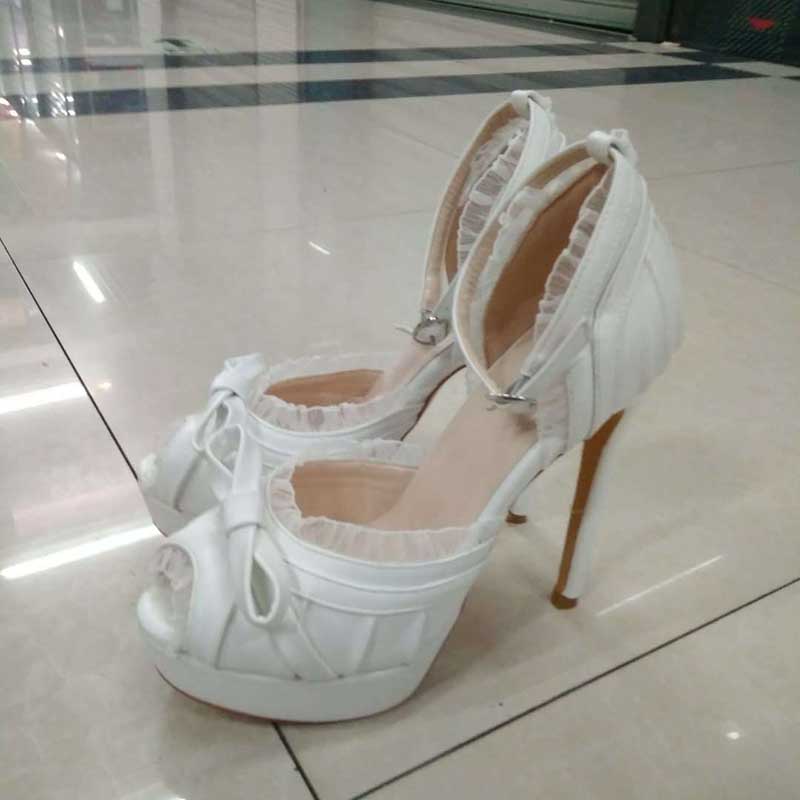 Peep Toe Platform Sandals Lace-Up Stiletto Heels Wedding Shoes