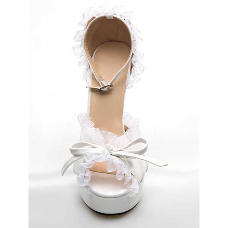 Peep Toe Platform Sandals Lace-Up Stiletto Heels Wedding Shoes