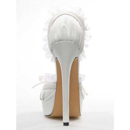 Peep Toe Platform Sandals Lace-Up Stiletto Heels Wedding Shoes