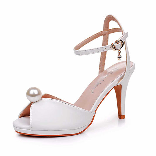 Peep Toe Wedding Shoes Mid-Heeled Bridal Sandals Dress Shoes