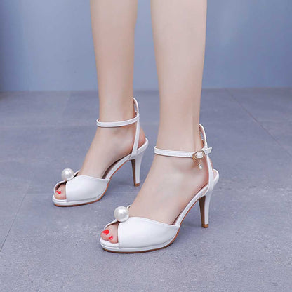 Peep Toe Wedding Shoes Mid-Heeled Bridal Sandals Dress Shoes