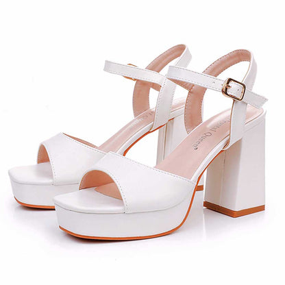 Platform Wedding Shoes Chunky Bridal Shoes Party Heels