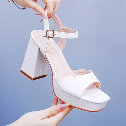Platform Wedding Shoes Chunky Bridal Shoes Party Heels