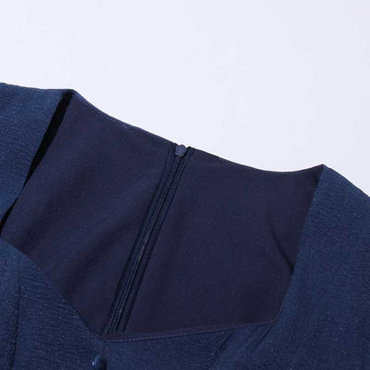 Pleated Square-Neck Ruffles Mini Dress Lotus Sleeves Event Dress
