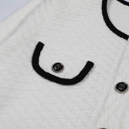 Tailored Button-Up Cardigan Jacket Wide-Leg Pantsuits